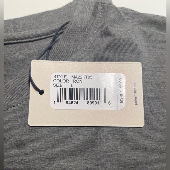NWT Peter Millar Crown Men's Long Sleeve T-Shirt Pima Cotton Size L Iron - Picture 4 of 8
